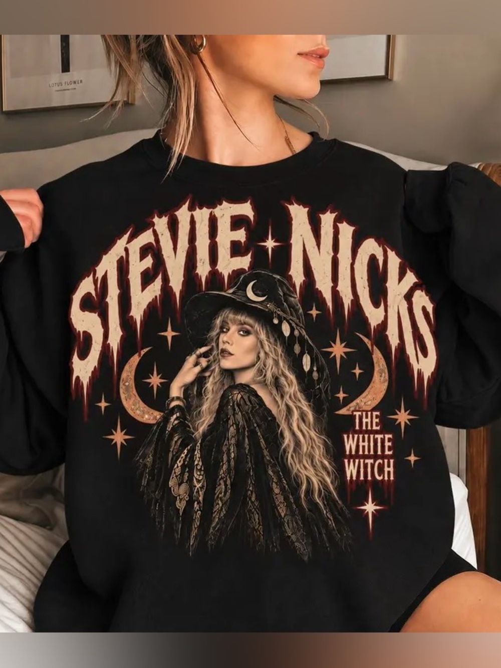 Whimsical Vibe Stevie Nicks Graphic Pullover Sweatshirt - The White Witch